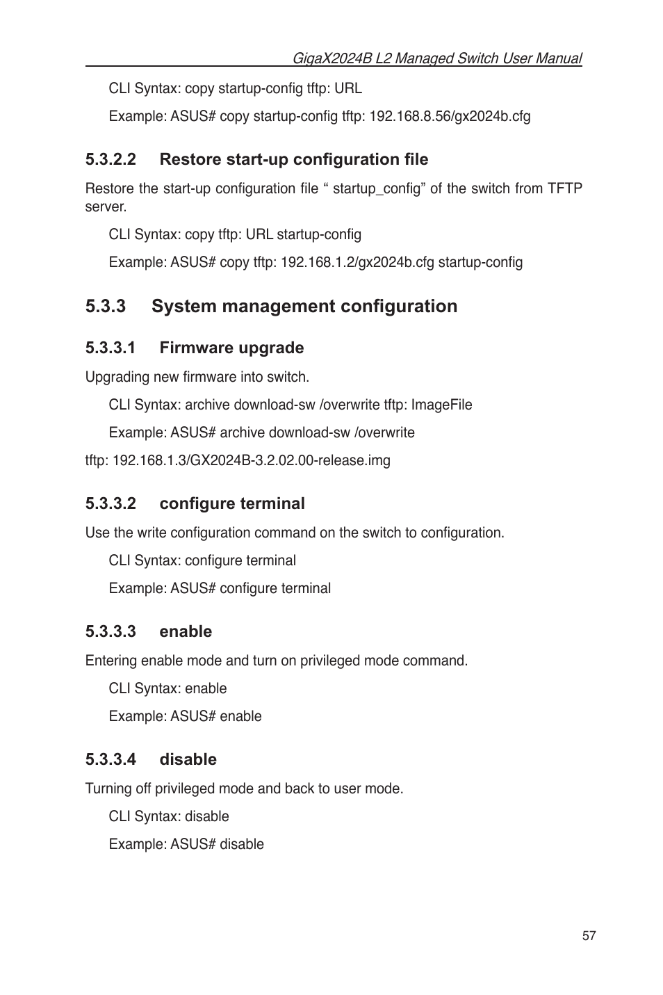 2 restore start-up conﬁguration ﬁle, 3 system management conﬁguration | Asus GigaX2024B User Manual | Page 69 / 102