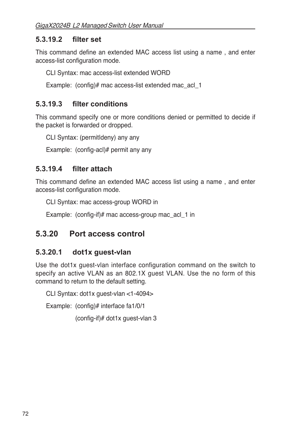20 port access control, 1 dot1x guest-vlan | Asus GigaX2024B User Manual | Page 84 / 102