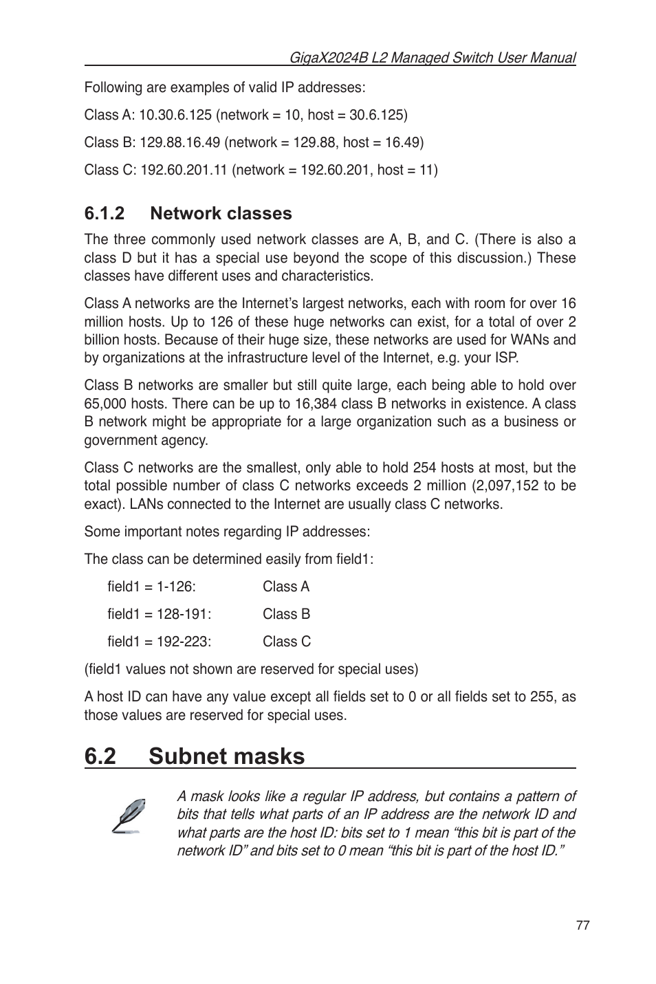 2 network classes, 2 subnet masks | Asus GigaX2024B User Manual | Page 89 / 102