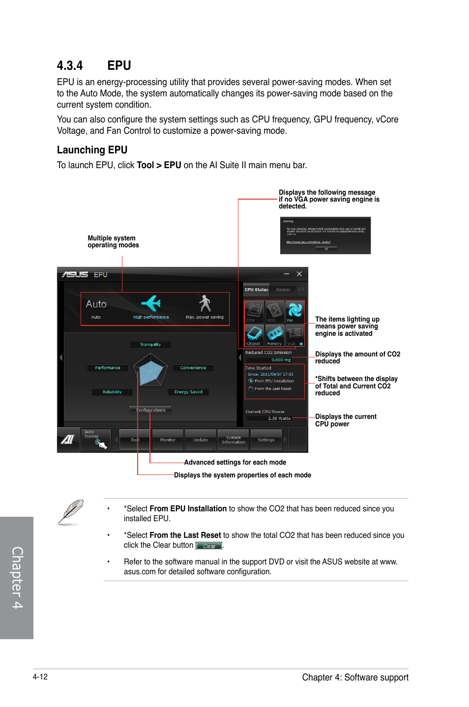 4 epu, Epu -12, Chapter 4 | Launching epu | Asus M5A99FX PRO R2.0 User Manual | Page 126 / 178