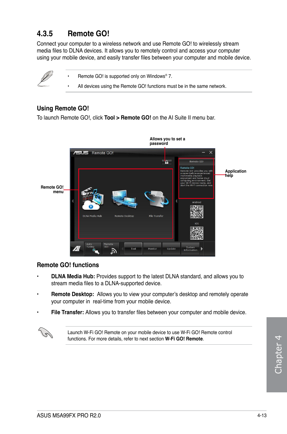 5 remote go, Remote go! -13, Chapter 4 | Asus M5A99FX PRO R2.0 User Manual | Page 127 / 178