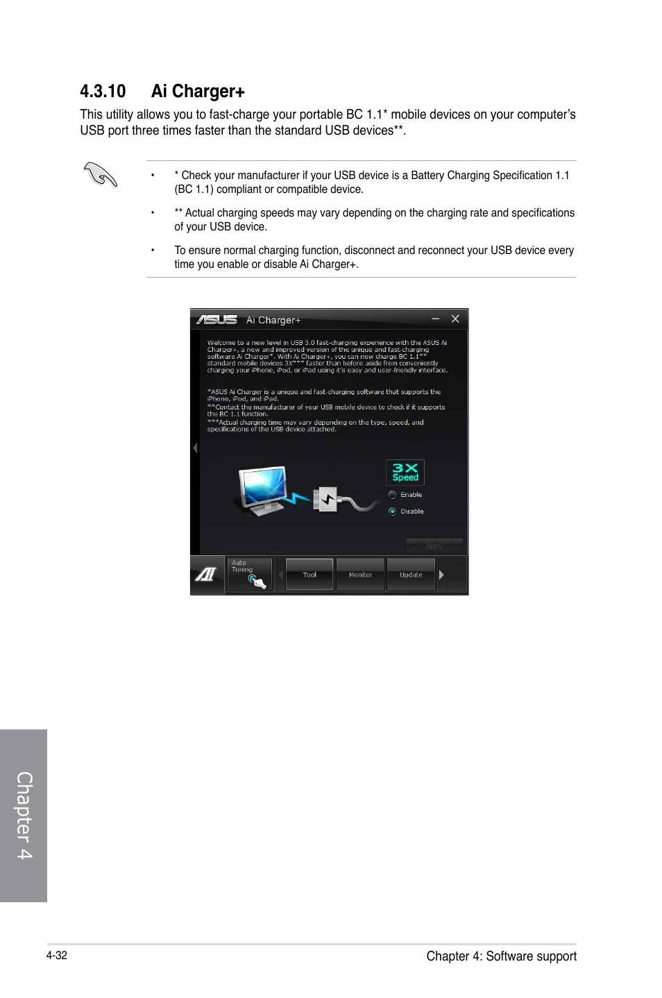 10 ai charger, Ai charger+ -32, Chapter 4 | Asus M5A99FX PRO R2.0 User Manual | Page 146 / 178