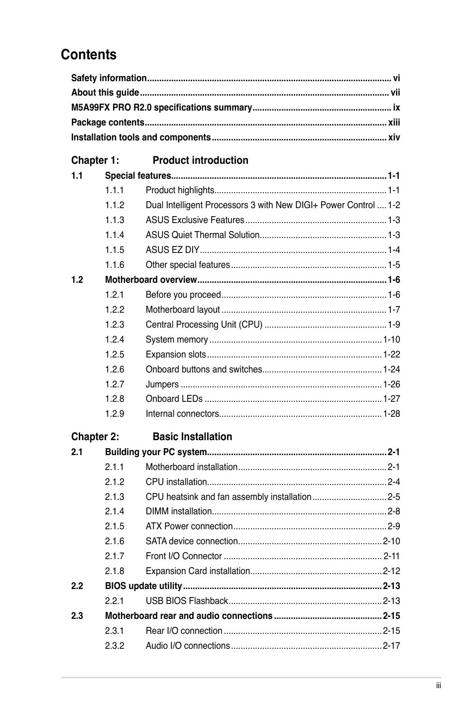 Asus M5A99FX PRO R2.0 User Manual | Page 3 / 178