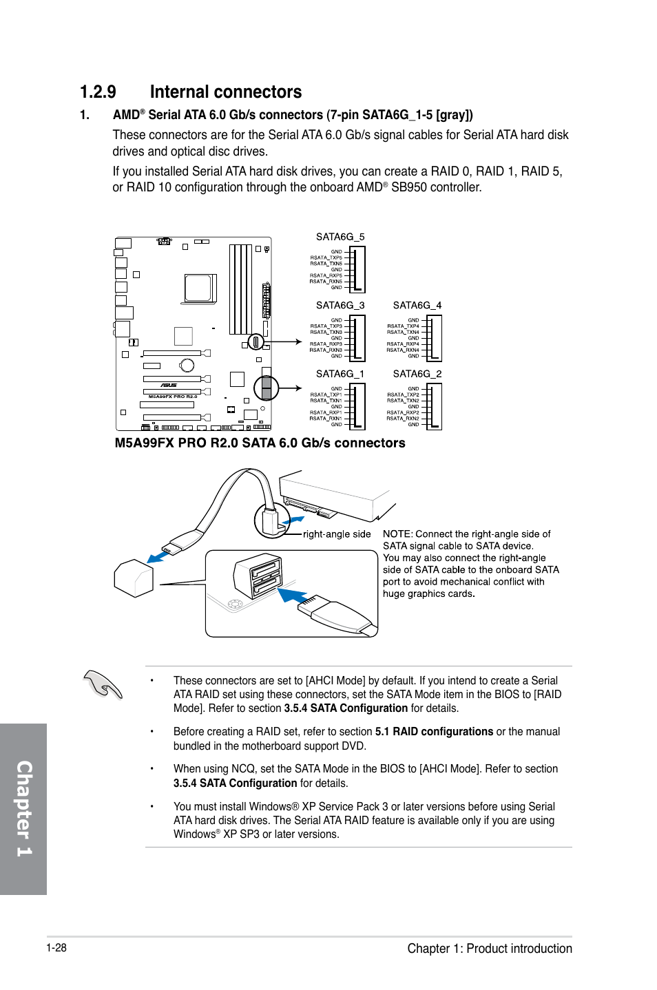 9 internal connectors, Internal connectors -28, Chapter 1 | Asus M5A99FX PRO R2.0 User Manual | Page 42 / 178