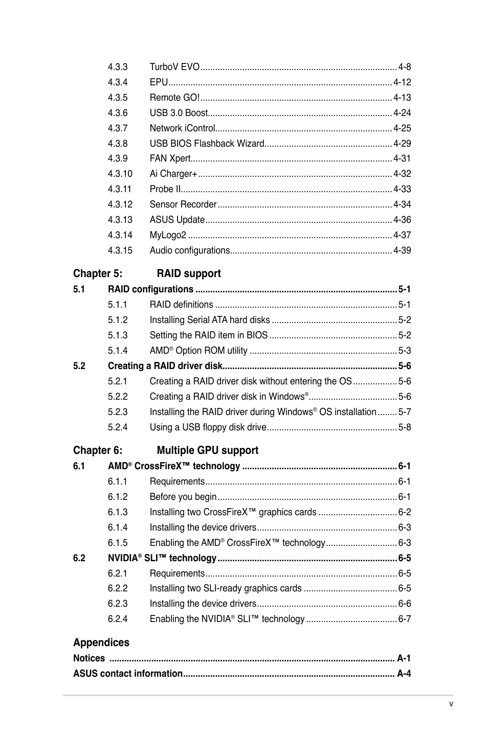 Asus M5A99FX PRO R2.0 User Manual | Page 5 / 178