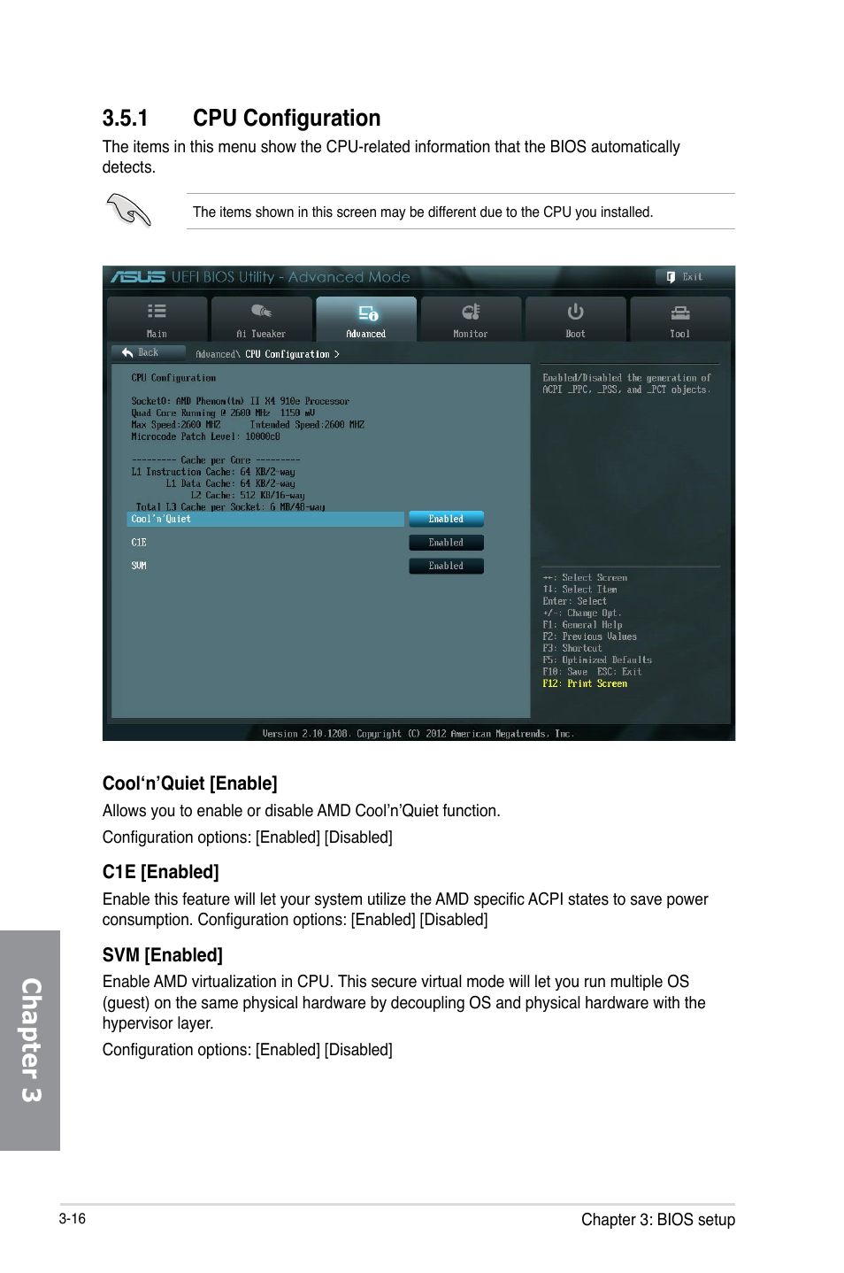 1 cpu configuration, Cpu configuration -16, Chapter 3 | Asus M5A99FX PRO R2.0 User Manual | Page 88 / 178