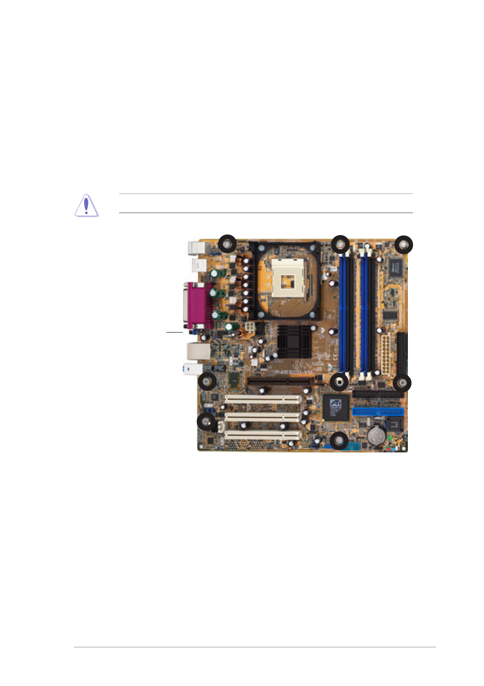 2 placement direction, 3 screw holes | Asus P4R800-VM User Manual | Page 17 / 64