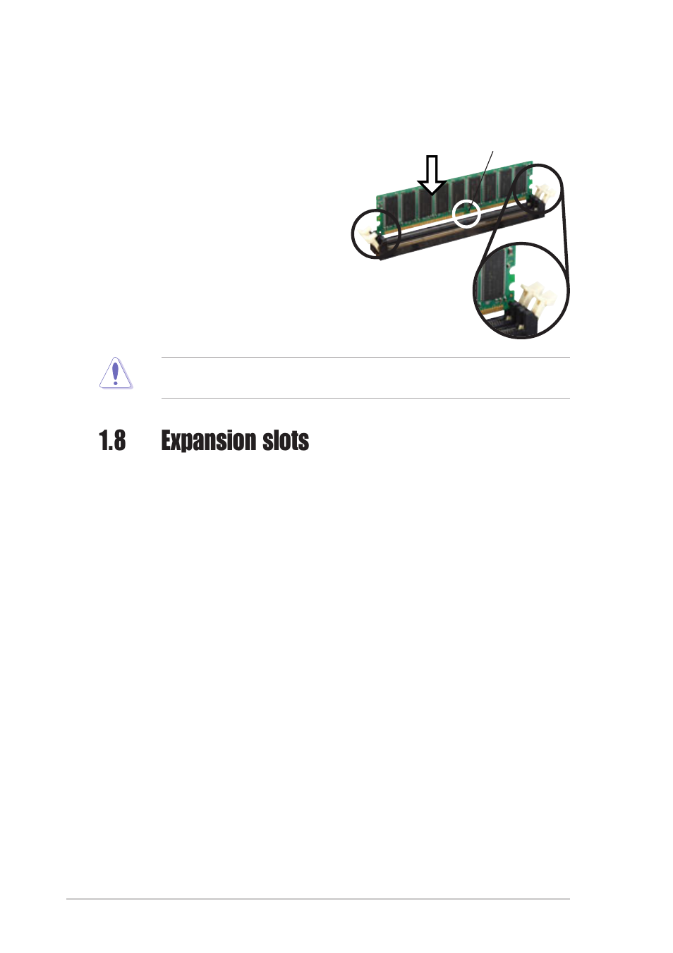 8 expansion slots, 3 installing a dimm | Asus P4R800-VM User Manual | Page 22 / 64