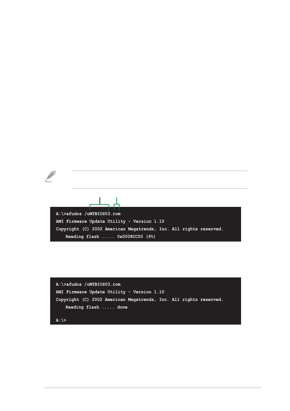 2 using afudos to copy the current bios | Asus P4R800-VM User Manual | Page 37 / 64