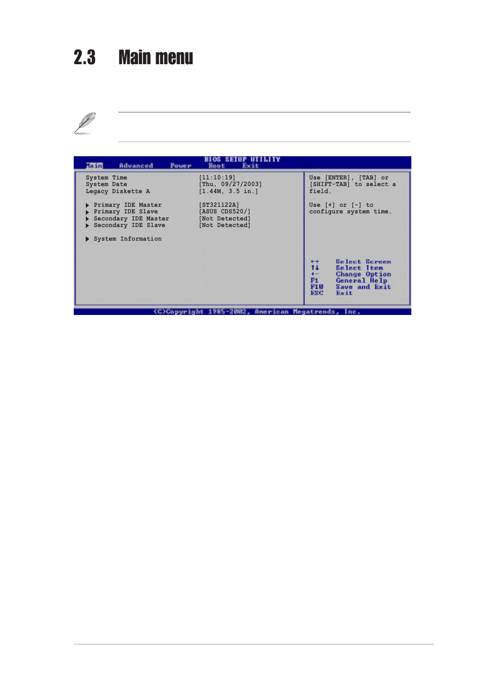 3 main menu | Asus P4R800-VM User Manual | Page 45 / 64