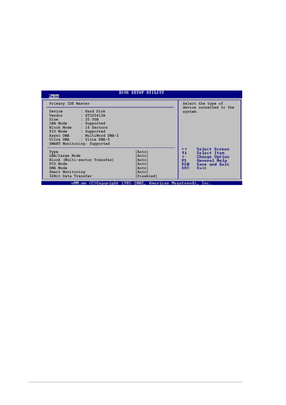 Type [auto, Lba/large mode [auto, Block (multi-sector transfer) [auto | Pio mode [auto, 12 chapter 2: bios information | Asus P4R800-VM User Manual | Page 46 / 64