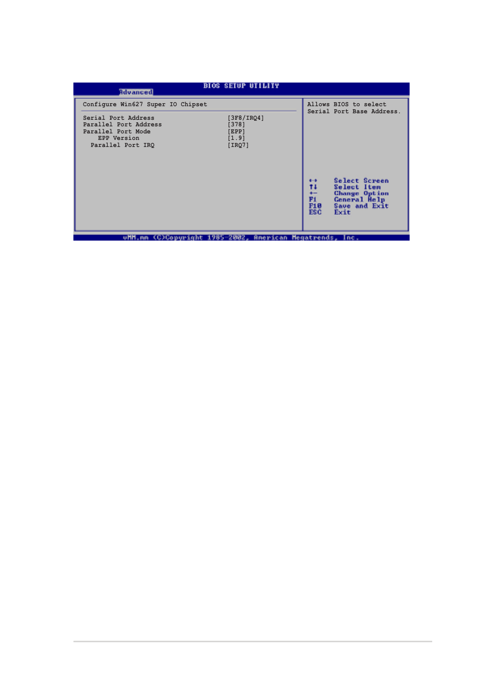 3 onboard devices configuration, Serial port address [3f8/irq4, Parallel port address [disabled | Parallel port mode [epp, Epp version [1.9, Parallel port irq [irq7 | Asus P4R800-VM User Manual | Page 51 / 64