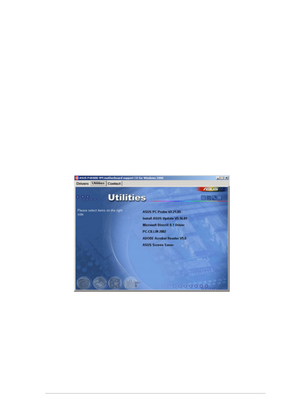 2 drivers menu, 3 utilities menu | Asus P4R800-VM User Manual | Page 63 / 64