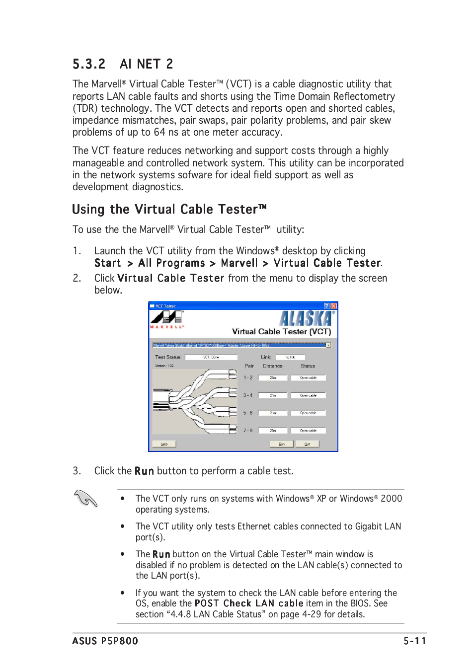 Using the virtual cable tester | Asus P5P800 User Manual | Page 113 / 116