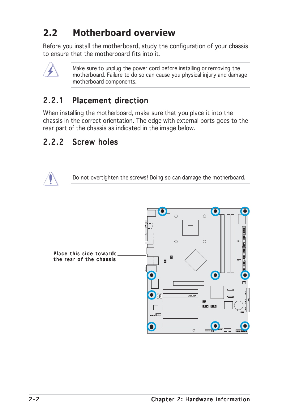 2 motherboard overview | Asus P5P800 User Manual | Page 22 / 116