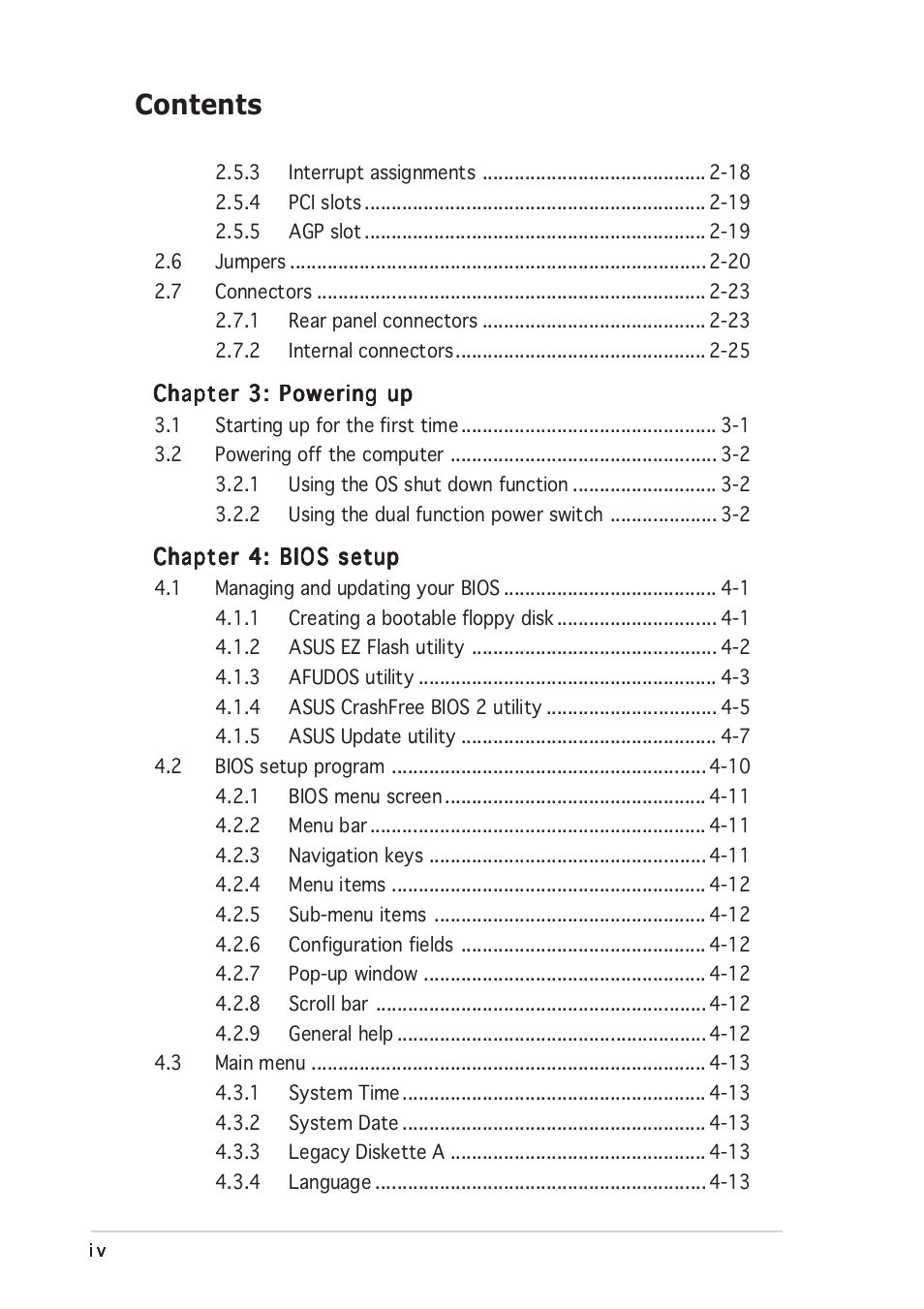 Asus P5P800 User Manual | Page 4 / 116