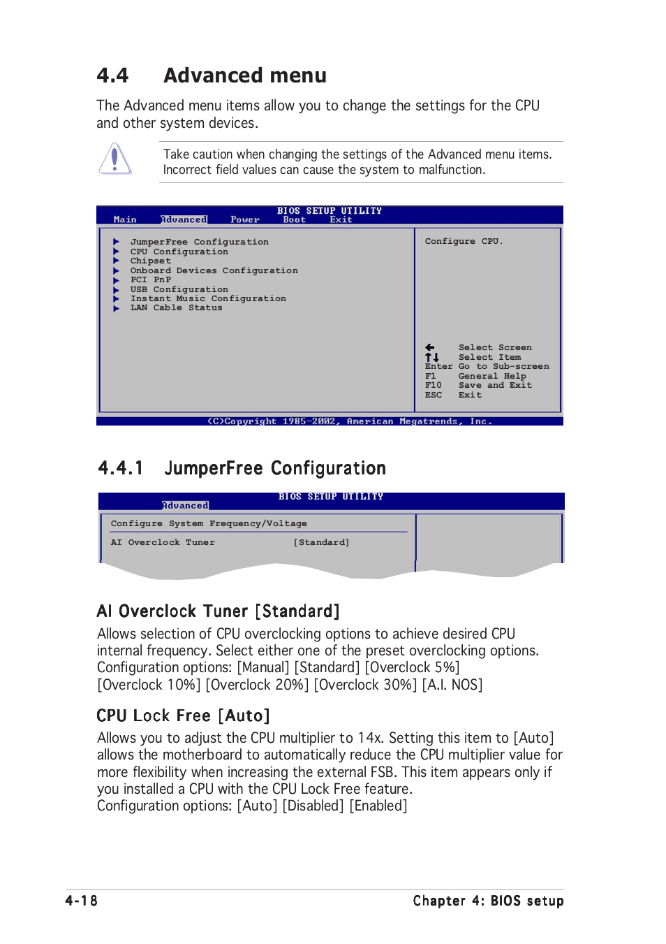 4 advanced menu | Asus P5P800 User Manual | Page 78 / 116