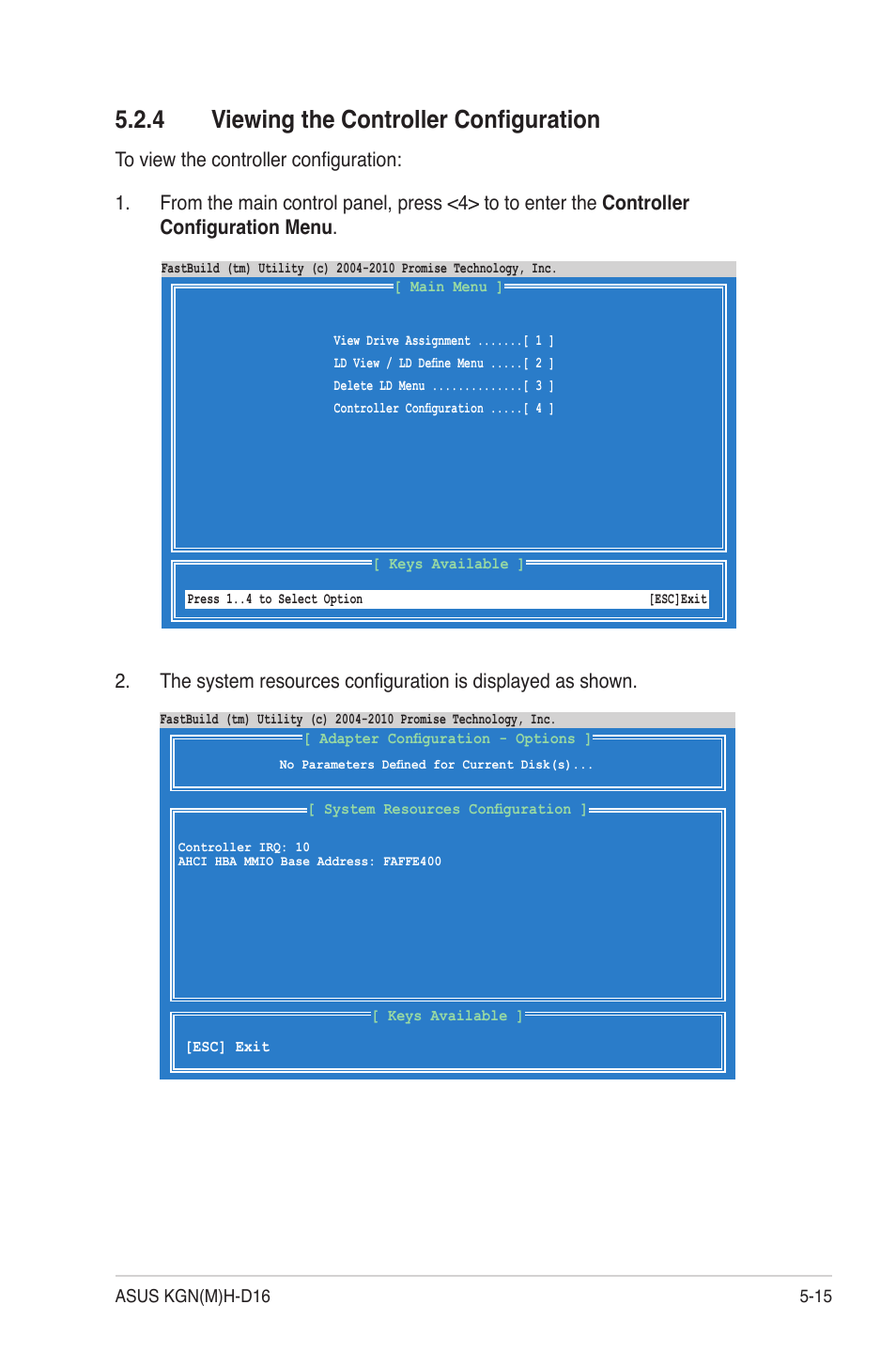 4 viewing the controller configuration, Viewing the controller configuration -15 | Asus KGNH-D16 User Manual | Page 111 / 152