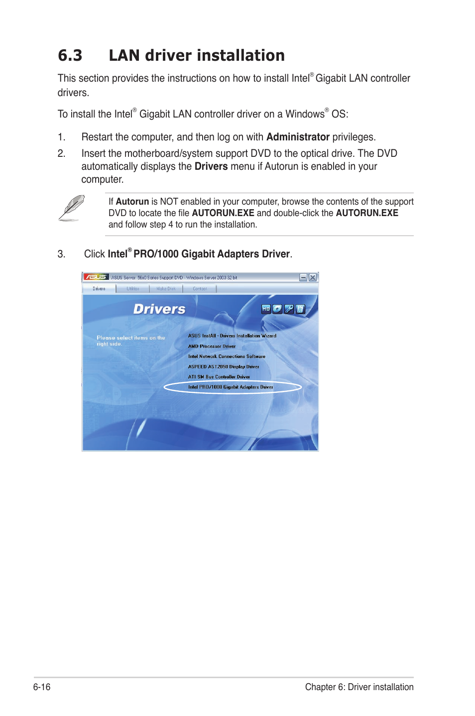 3 lan driver installation, Lan driver installation -16 | Asus KGNH-D16 User Manual | Page 128 / 152