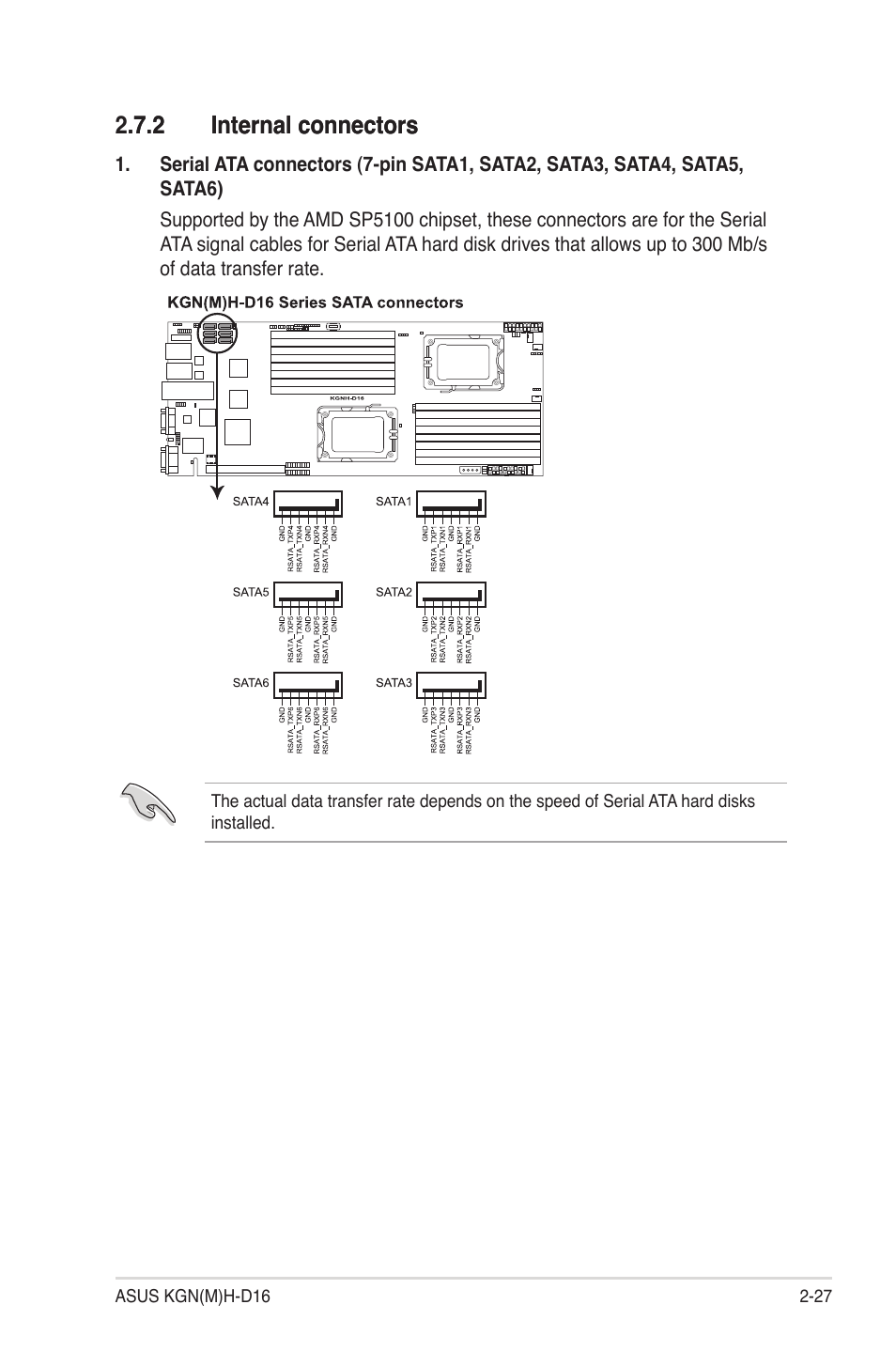 2 internal connectors, Internal connectors -27, 2 internal connectors .7.2 internal connectors | Asus KGNH-D16 User Manual | Page 45 / 152