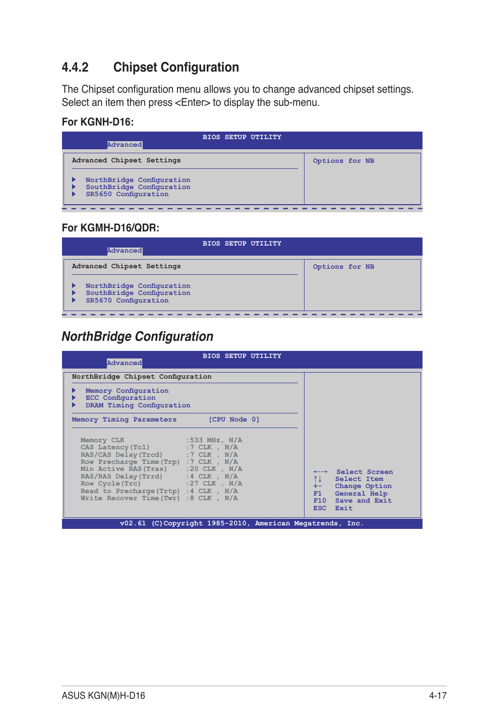 2 chipset configuration, Chipset configuration -17, Northbridge configuration | For kgmh-d16/qdr | Asus KGNH-D16 User Manual | Page 75 / 152