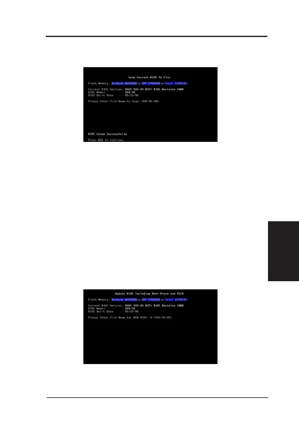 Bios setup, 2 updating bios procedures | Asus MEW-AML User Manual | Page 29 / 46