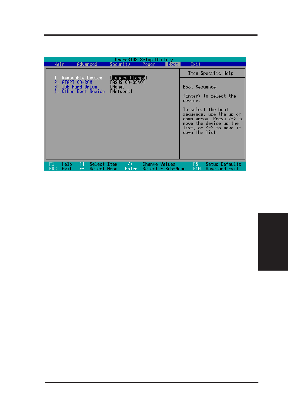 Bios setup, 7 boot menu, Boot sequence | Asus MEW-AML User Manual | Page 45 / 46