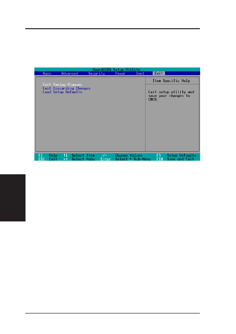 Bios setup, 8 exit menu | Asus MEW-AML User Manual | Page 46 / 46