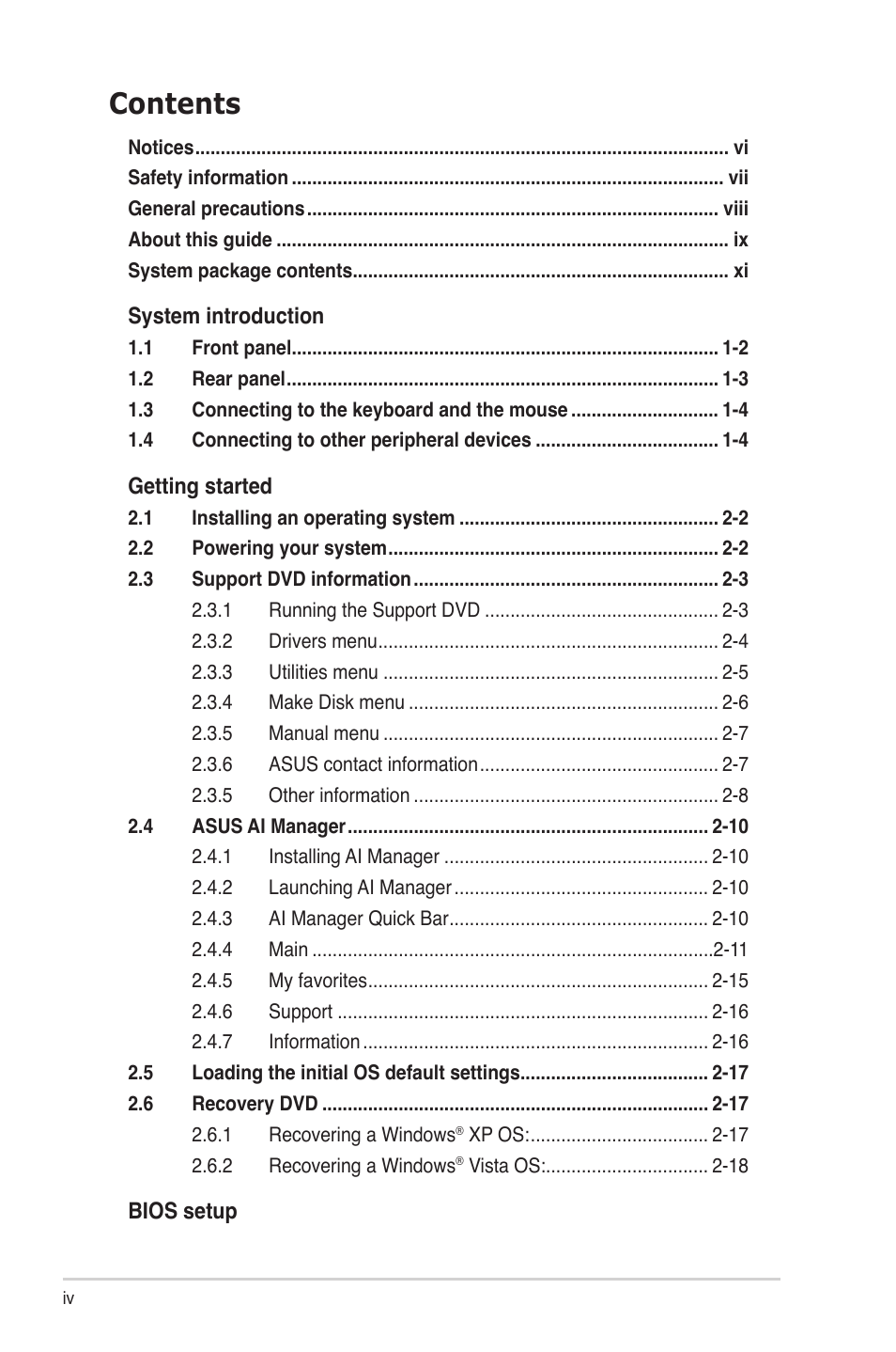 Asus BP5265 User Manual | Page 4 / 76