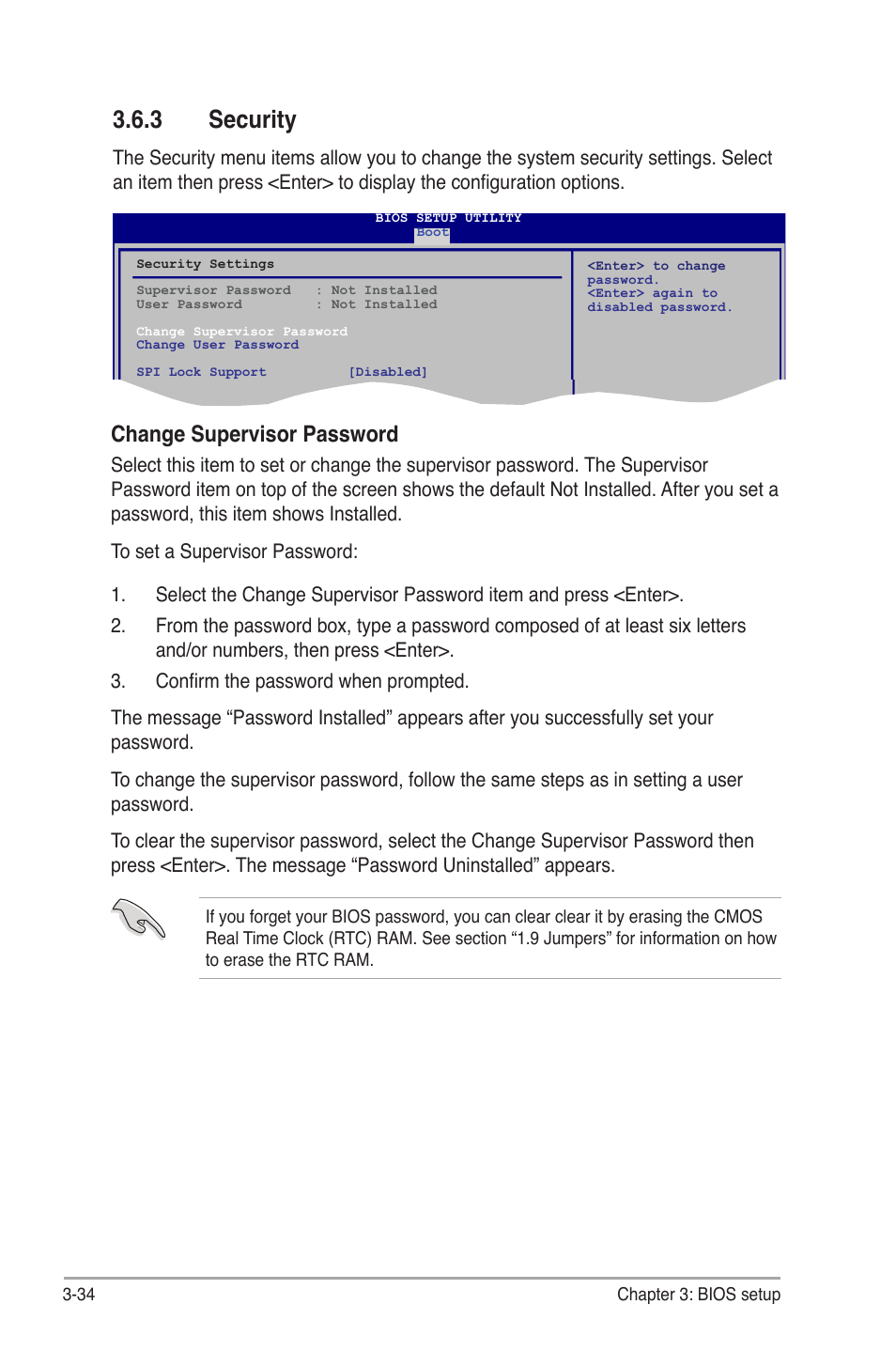 3 security, Change supervisor password | Asus BP5265 User Manual | Page 68 / 76