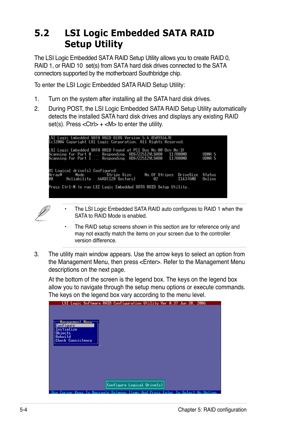 2 lsi logic embedded sata raid setup utility | Asus DSBF-DM/SAS User Manual | Page 114 / 204