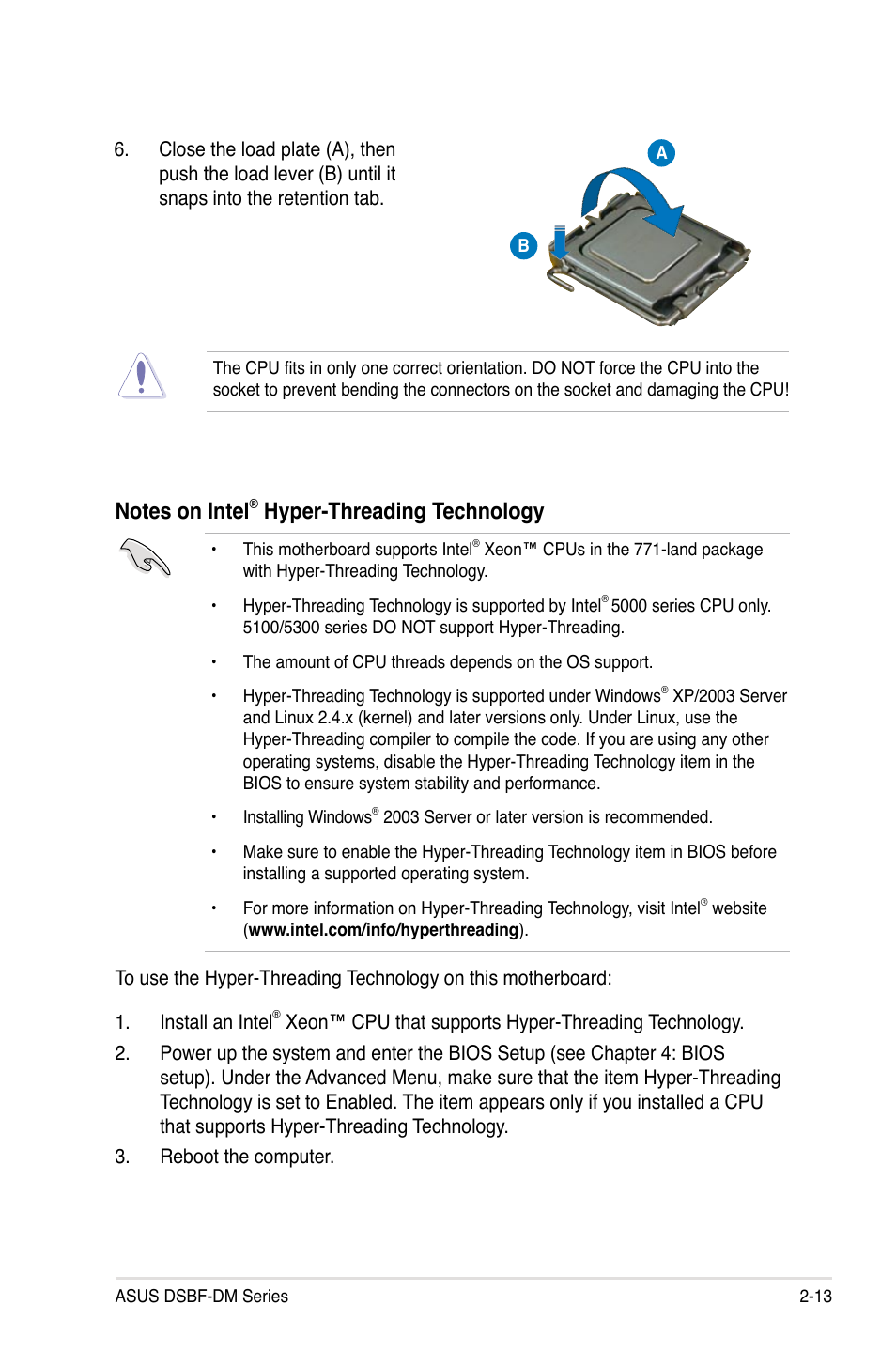 Hyper-threading technology | Asus DSBF-DM/SAS User Manual | Page 33 / 204