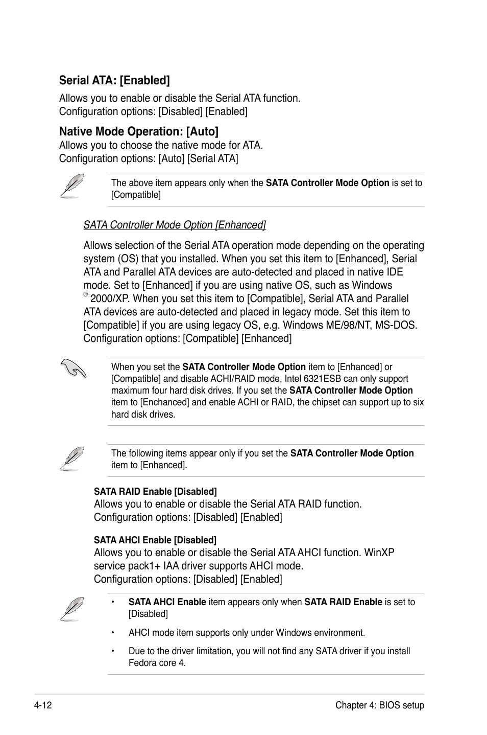 Serial ata: [enabled, Native mode operation: [auto | Asus DSBF-DM/SAS User Manual | Page 80 / 204