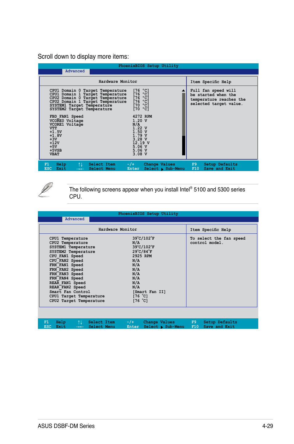 Scroll down to display more items, Asus dsbf-dm series 4-29 | Asus DSBF-DM/SAS User Manual | Page 97 / 204