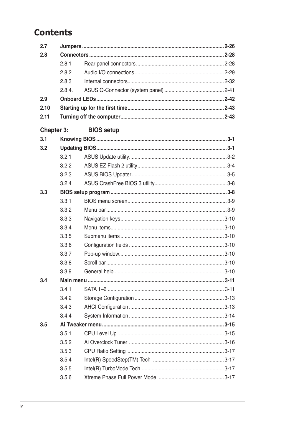 Asus P7P55D-E User Manual | Page 4 / 126