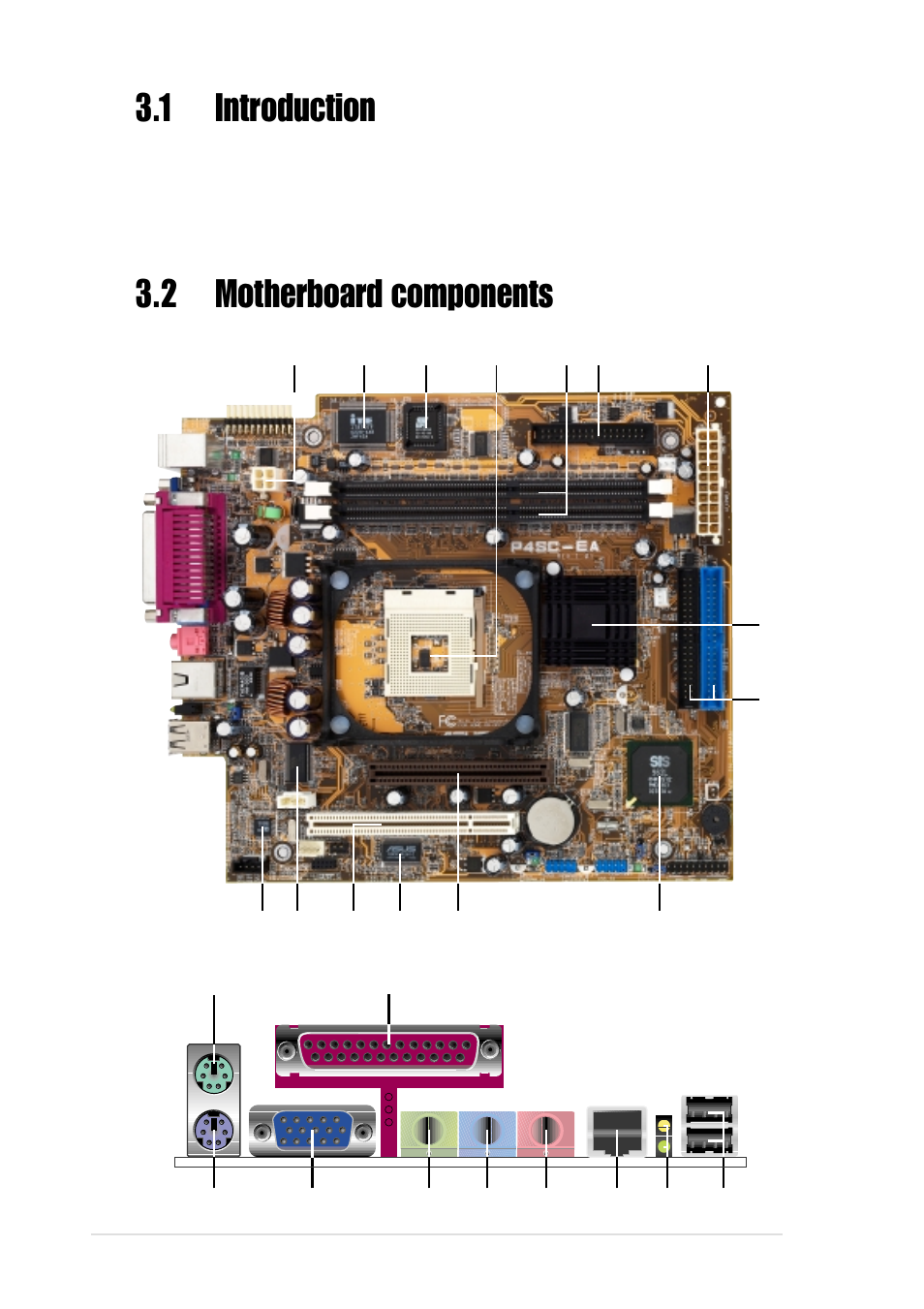 1 introduction, 2 motherboard components | Asus Terminator P4 533A User Manual | Page 36 / 98