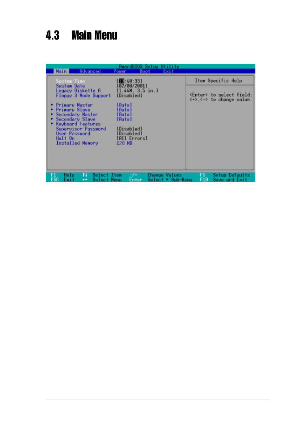 3 main menu | Asus Terminator P4 533A User Manual | Page 61 / 98