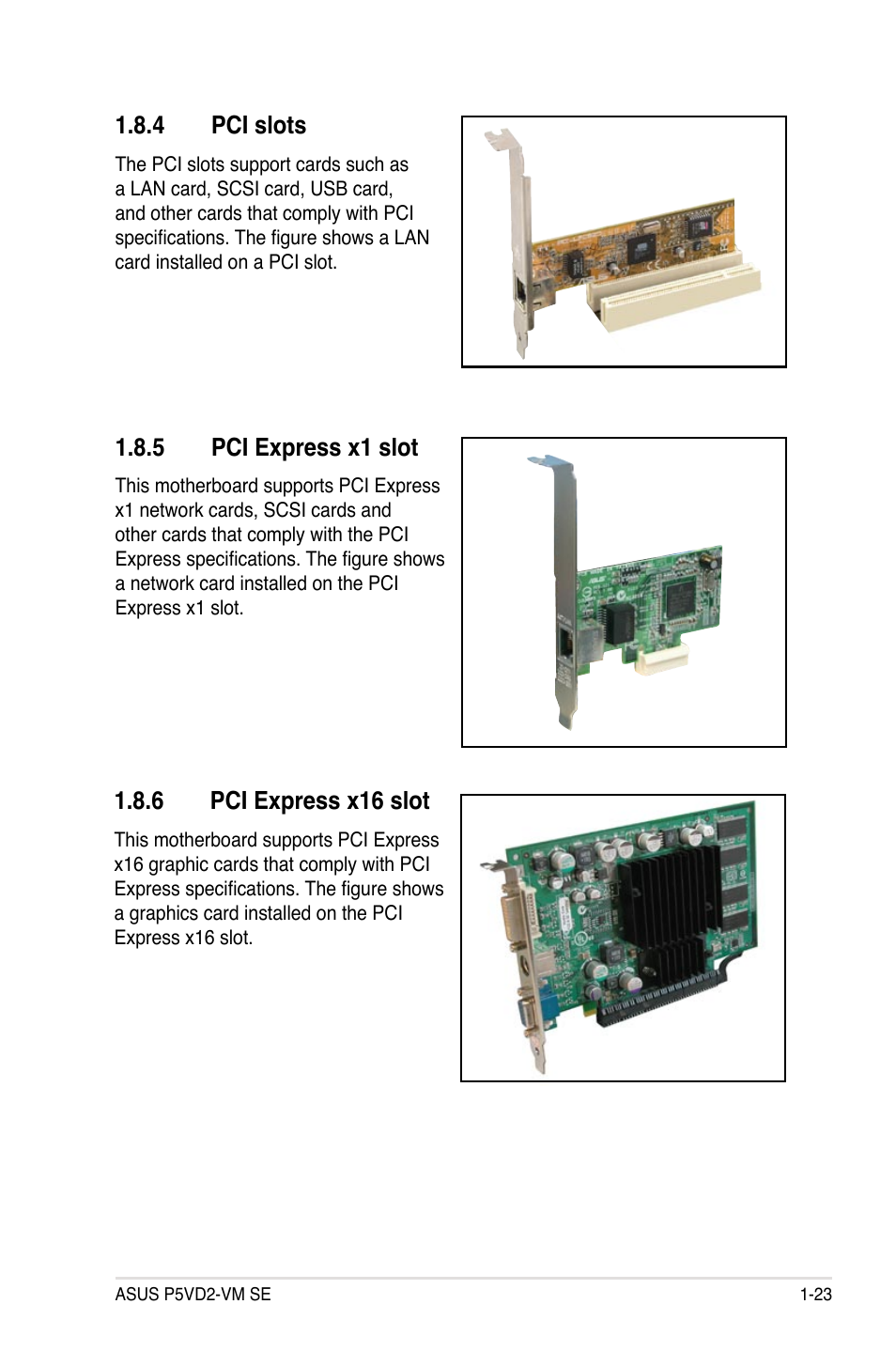 4 pci slots, 5 pci express x1 slot, 6 pci express x16 slot | Asus P5VD2-VM SE User Manual | Page 35 / 100