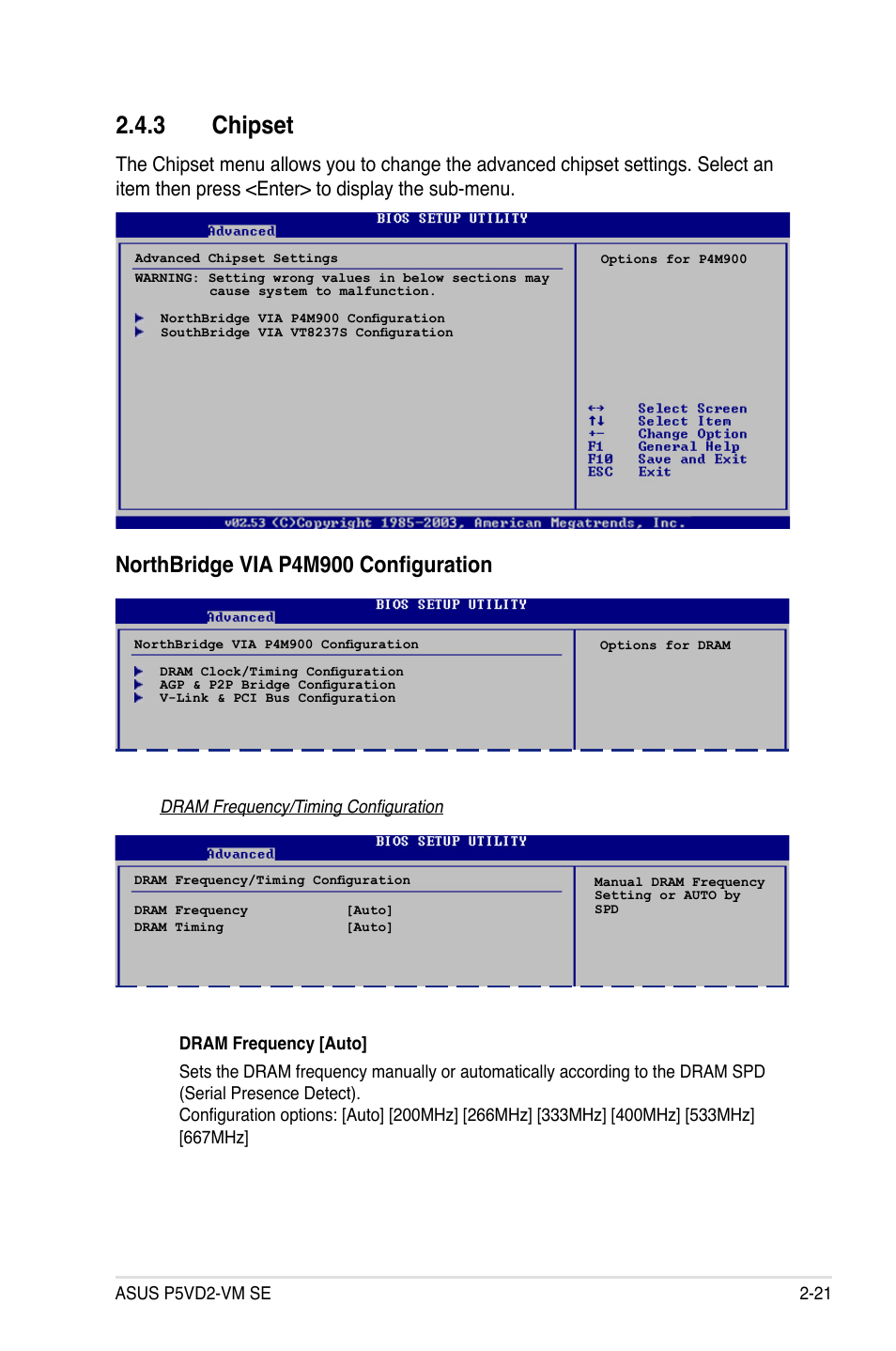 3 chipset, Northbridge via p4m900 configuration | Asus P5VD2-VM SE User Manual | Page 69 / 100