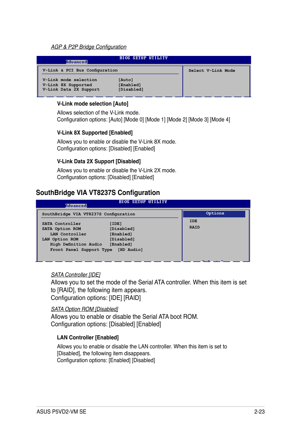 Southbridge via vt8237s configuration | Asus P5VD2-VM SE User Manual | Page 71 / 100