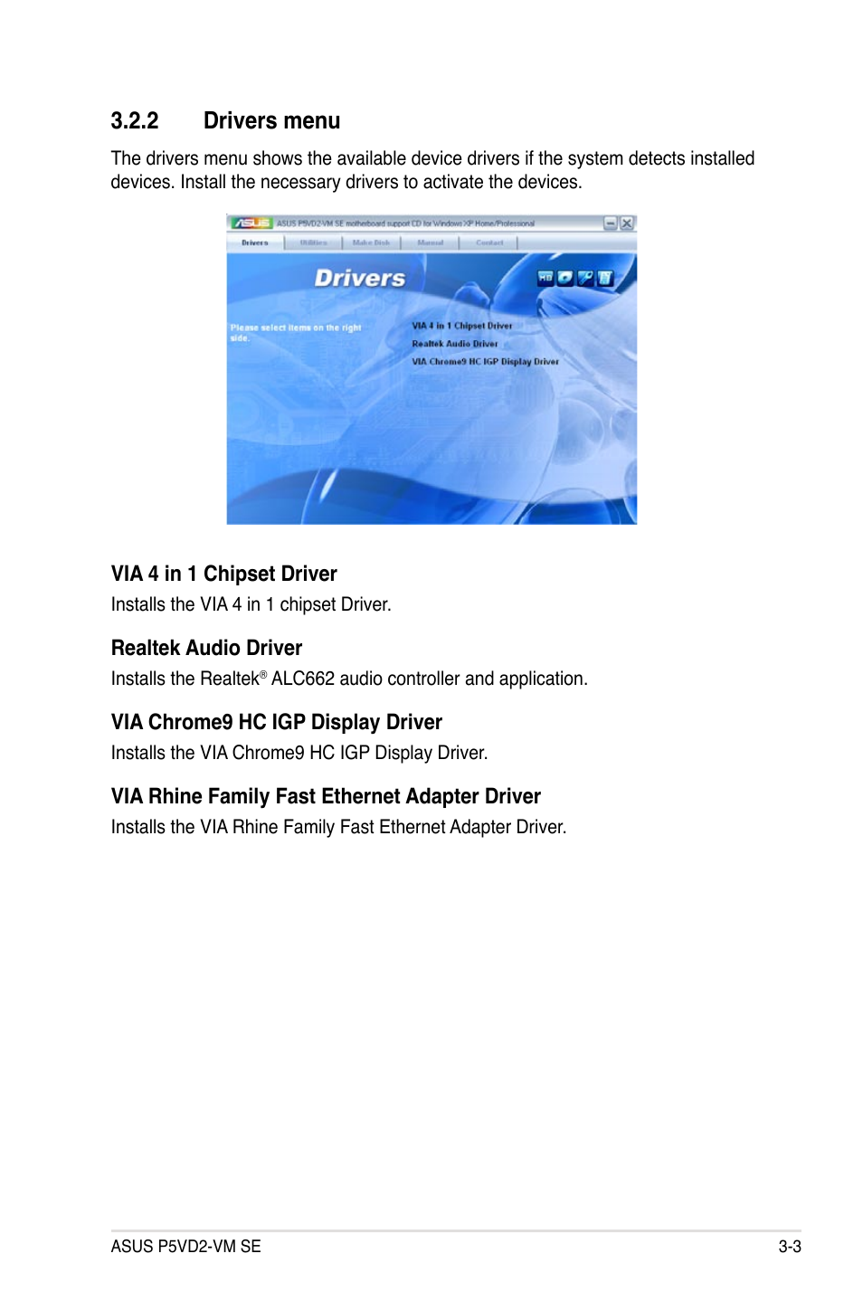 2 drivers menu | Asus P5VD2-VM SE User Manual | Page 87 / 100
