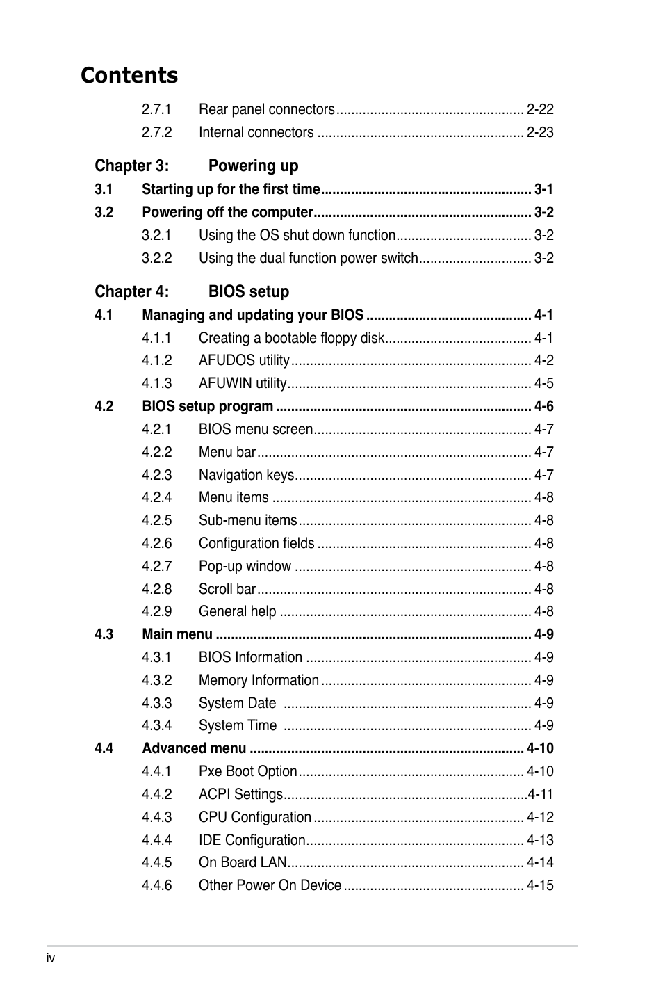 Asus P5LD2-C/IPAT User Manual | Page 4 / 96