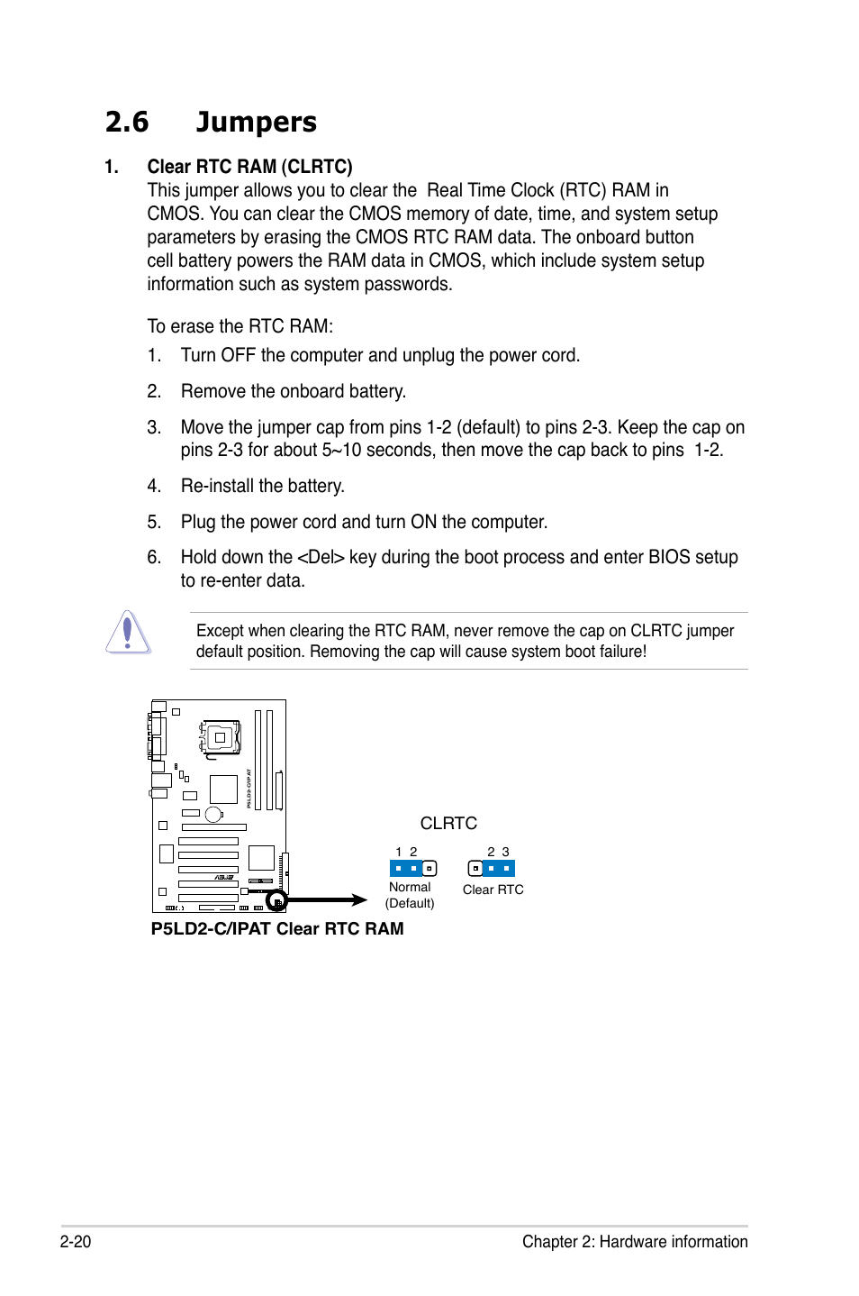 6 jumpers | Asus P5LD2-C/IPAT User Manual | Page 40 / 96