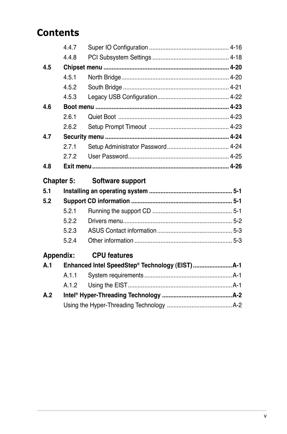 Asus P5LD2-C/IPAT User Manual | Page 5 / 96