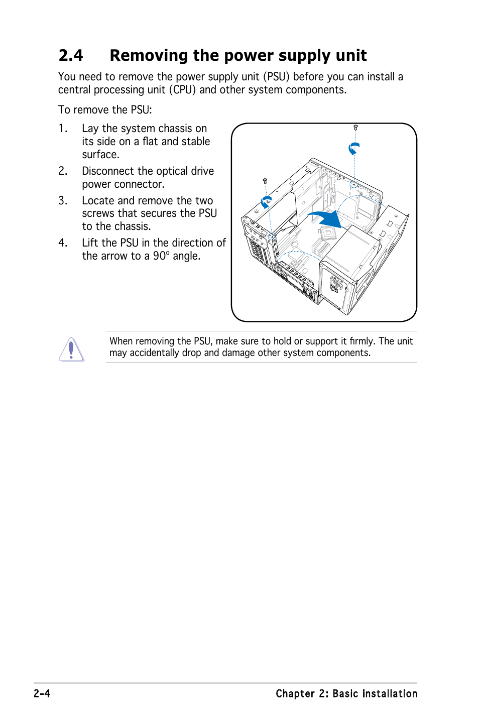 4 removing the power supply unit | Asus T3-PH1 User Manual | Page 20 / 82