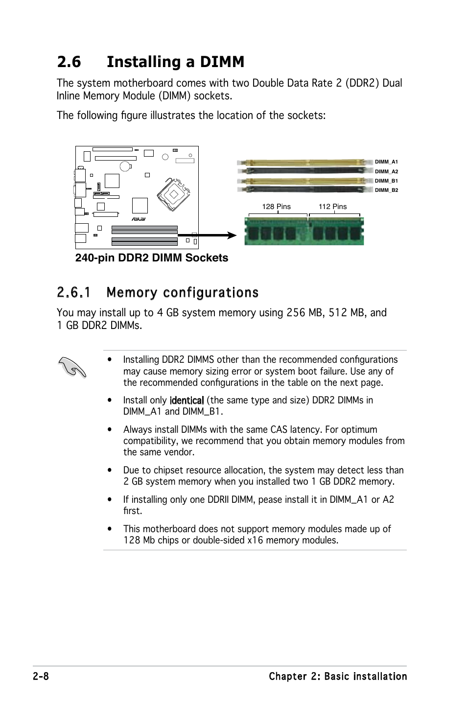 6 installing a dimm | Asus T3-PH1 User Manual | Page 24 / 82