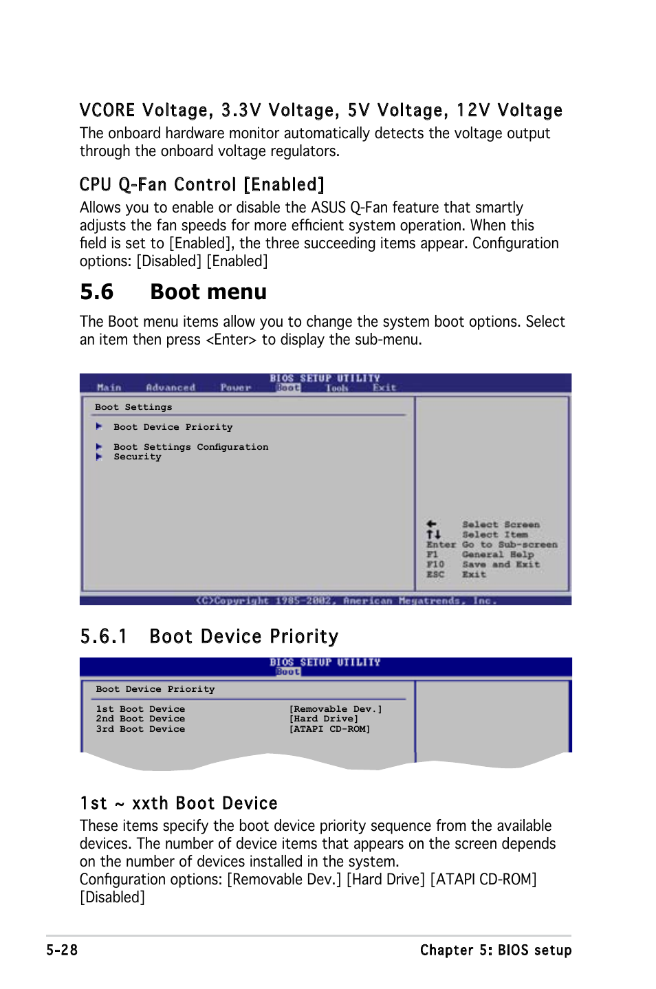 6 boot menu, 1 boot device priority, Cpu q-fan control [enabled | 1st ~ xxth boot device | Asus T3-PH1 User Manual | Page 76 / 82