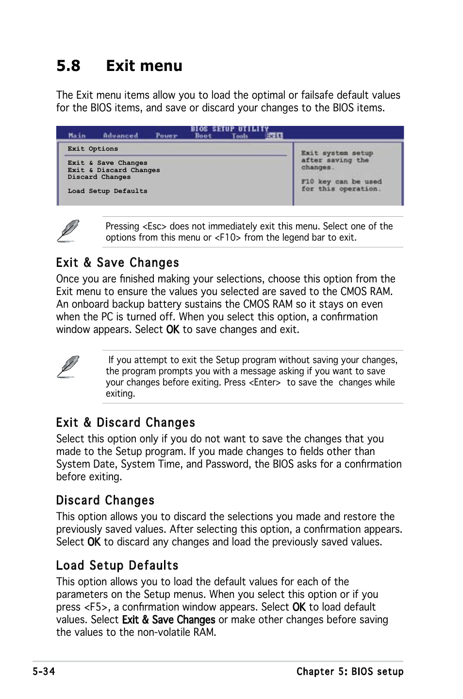 8 exit menu, Exit & discard changes, Discard changes | Load setup defaults, Exit & save changes | Asus T3-PH1 User Manual | Page 82 / 82