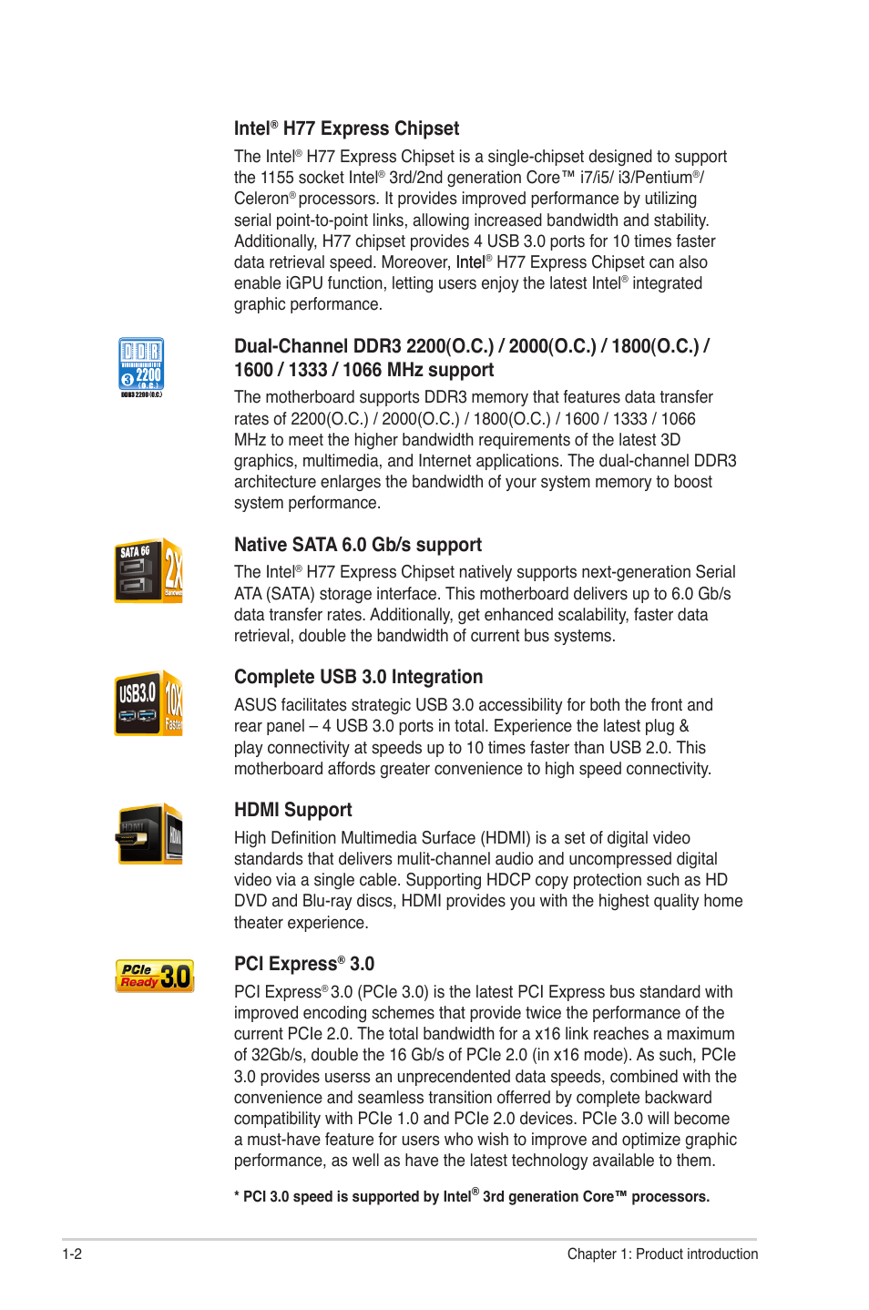 Asus P8H77-M LE User Manual | Page 12 / 78