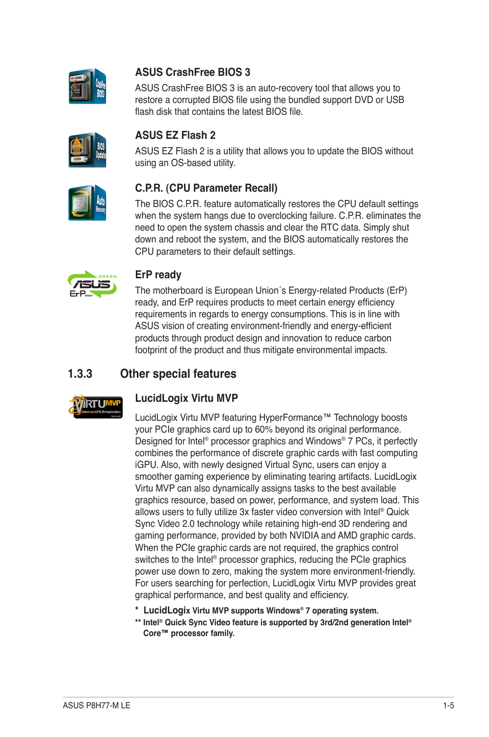 3 other special features, Other special features -5 | Asus P8H77-M LE User Manual | Page 15 / 78